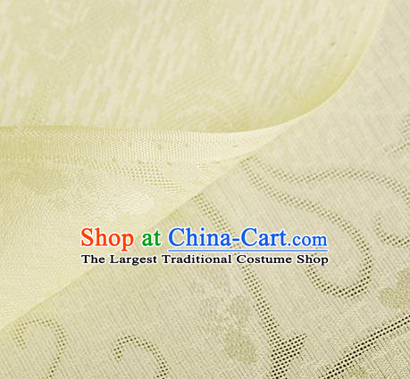 Traditional Chinese Classical Plum Blossom Pattern Yellow Silk Fabric Ancient Hanfu Dress Silk Cloth