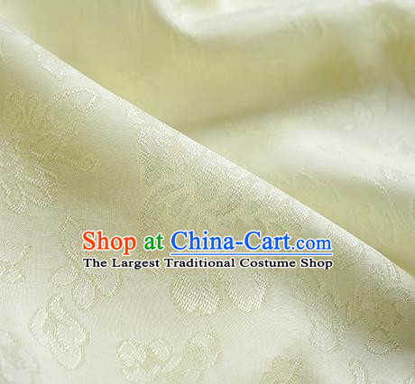 Traditional Chinese Classical Peony Flowers Pattern Design Light Yellow Silk Fabric Ancient Hanfu Dress Silk Cloth