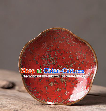 Chinese Classical Handmade Jingdezhen Shi Red Enamel Teatray Porcelain Ceramics Teaboard