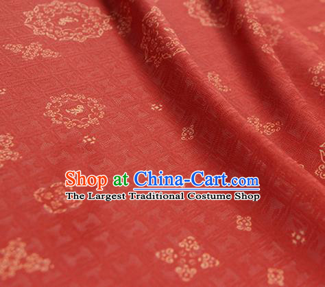 Traditional Chinese Classical Rosette Pattern Red Silk Fabric Ancient Hanfu Silk Cloth