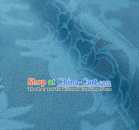Traditional Chinese Classical Autumn Flowers Pattern Lake Blue Silk Fabric Ancient Hanfu Dress Silk Cloth
