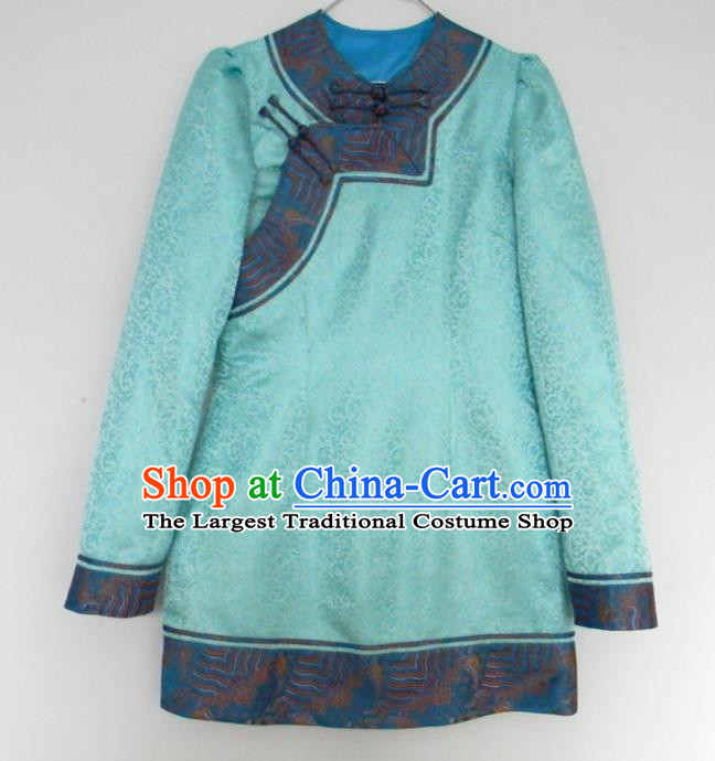 Chinese Traditional Mongol Nationality Costume Mongolian Ethnic Blue Jacket for Men