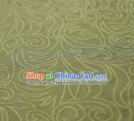 Traditional Chinese Classical Phoenix Flower Pattern Design Olive Green Silk Fabric Ancient Hanfu Dress Silk Cloth