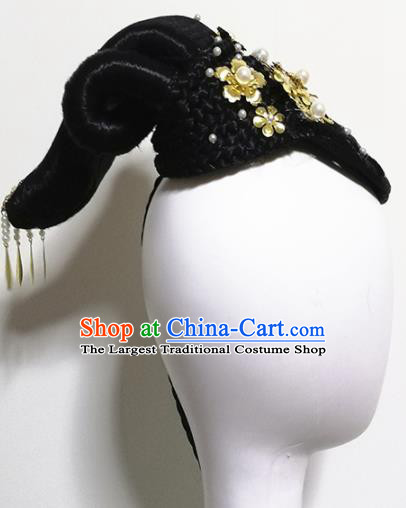 Traditional Chinese Classical Dance Yi Gu Ren Hair Accessories Fan Dance Wig Chignon Headdress for Women