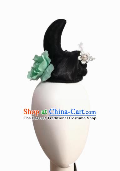 Traditional Chinese Classical Dance Xi Shang Mei Shao Hair Accessories Fan Dance Wig Chignon Headdress for Women