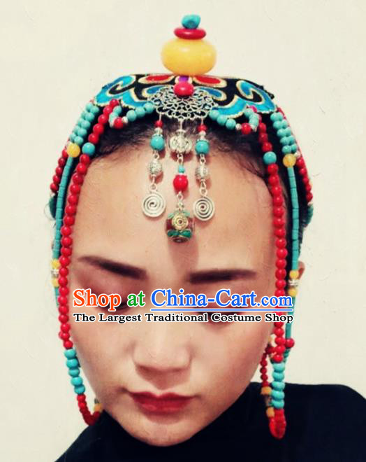 Chinese Traditional Zang Ethnic Blue Hair Clasp Hair Accessories Tibetan Nationality Headwear for Women