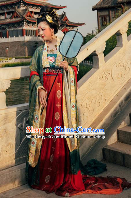 Chinese Tang Dynasty Wedding Hanfu Dress Traditional Ancient Court Queen Replica Costume for Women