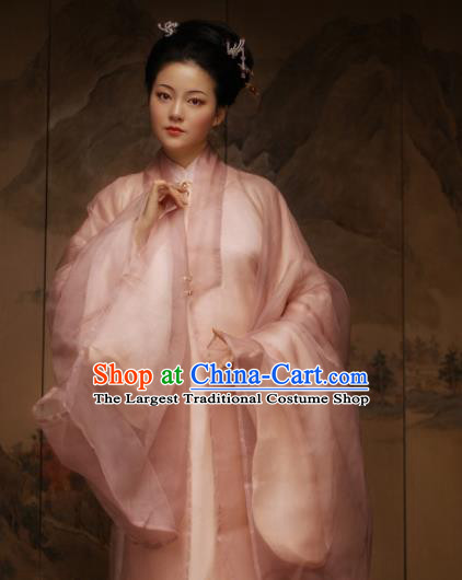 Traditional Chinese Ming Dynasty Court Queen Pink Hanfu Dress Ancient Imperial Empress Replica Costumes for Women