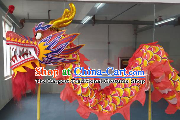 Chinese Lantern Festival Dragon Dance Competition Red Dragon Head Traditional Dragon Dance Prop Complete Set for Adult