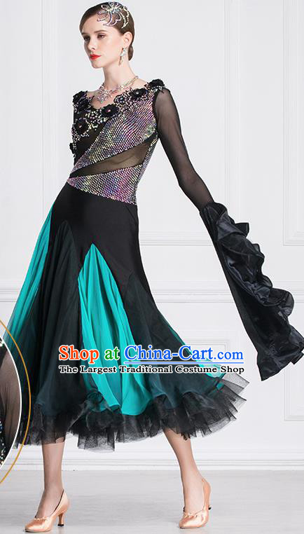Top Grade Waltz Dance Black Dress Ballroom Dance Modern Dance International Dance Costume for Women