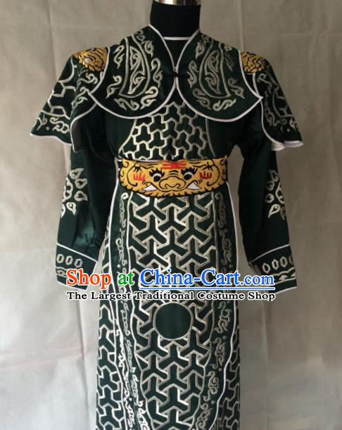Chinese Beijing Opera Takefu Deep Green Clothing Traditional Peking Opera Soldier Costume for Men