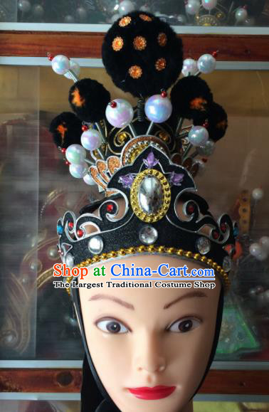 Chinese Beijing Opera Niche Black Hair Crown Traditional Peking Opera Prince Headwear for Men