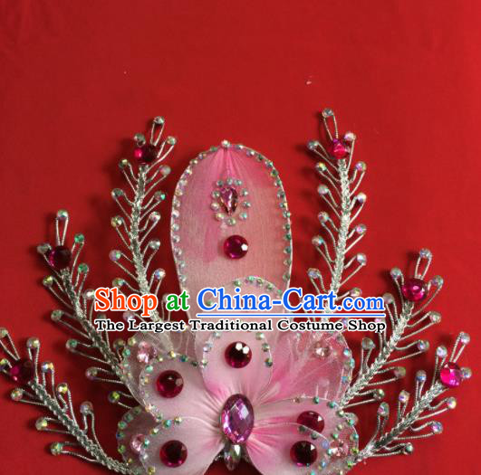Chinese Beijing Opera Actress Pink Flower Hairpins Traditional Peking Opera Princess Hair Accessories for Women