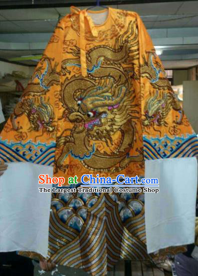 Chinese Beijing Opera Emperor Golden Embroidered Robe Traditional Peking Opera General Costume for Men