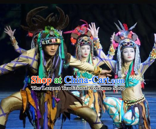 Chinese The Romantic Show of Lijiang Stage Performance Naxi Nationality Dance Costumes for Women for Men