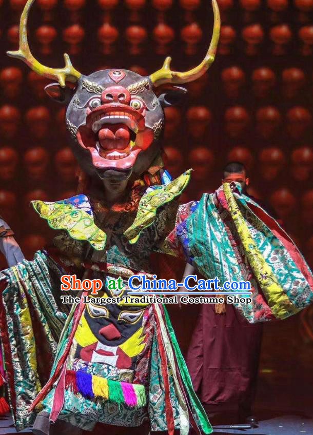 Chinese Encounter Shangri La Impression Tibetan Ethnic Sacrifice Dance Robe Stage Performance Costume for Men