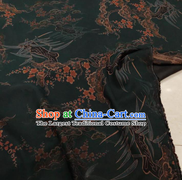 Traditional Chinese Classical Pine Plum Pattern Atrovirens Gambiered Guangdong Gauze Silk Fabric Ancient Hanfu Dress Silk Cloth