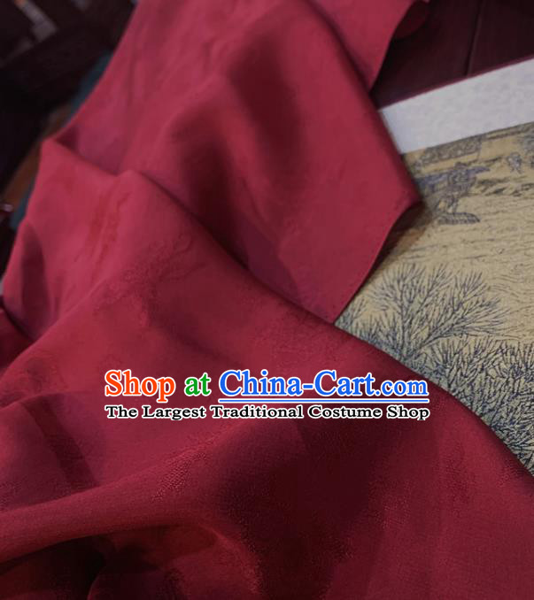 Chinese Classical Pattern Dark Red Silk Fabric Traditional Ancient Hanfu Dress Brocade Cloth