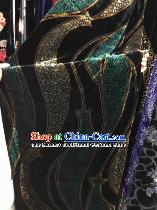 Traditional Chinese Classical Green Pattern Pleuche Fabric Ancient Cheongsam Dress Velvet Cloth