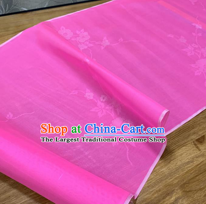 Chinese Classical Flowers Pattern Pink Silk Fabric Traditional Ancient Hanfu Dress Brocade Cloth