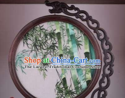 Chinese Traditional Suzhou Embroidery Bamboo Table Folding Screen Embroidered Rosewood Decoration Embroidering Craft