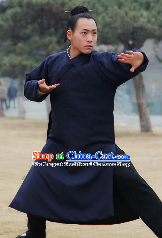 Chinese Traditional Martial Arts Winter Navy Priest Frock Kung Fu Taoist Priest Tai Chi Costume for Men