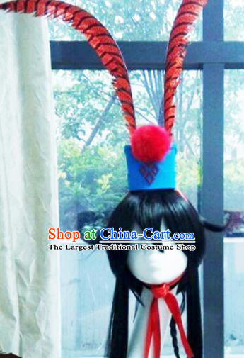 Traditional Chinese Cosplay Swordsman Nobility Childe Black Wigs and Headwear for Men