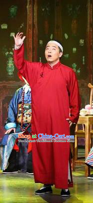 Traditional Chinese Drama Tian Ming Qing Dynasty Civilian Red Costumes and Headwear for Men