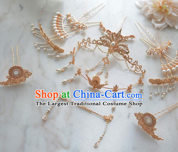 Traditional Chinese Tang Dynasty Phoenix Coronet Hairpins Ancient Princess Hanfu Hair Accessories for Women