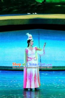 Chinese Drama Dragon Boat Festival Classical Dance Pink Dress Stage Performance Costume and Headpiece for Women