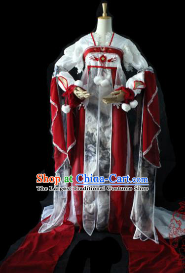 Chinese Cosplay Imperial Consort Purplish Red Dress Ancient Female Swordsman Knight Costume for Women