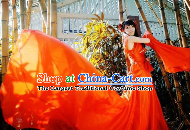 Chinese Cosplay Goddess Fairy Princess Red Dress Ancient Female Swordsman Knight Costume for Women