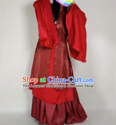 Chinese Ming Dynasty Princess Wine Red Vest Ancient Court Lady Costume for Women
