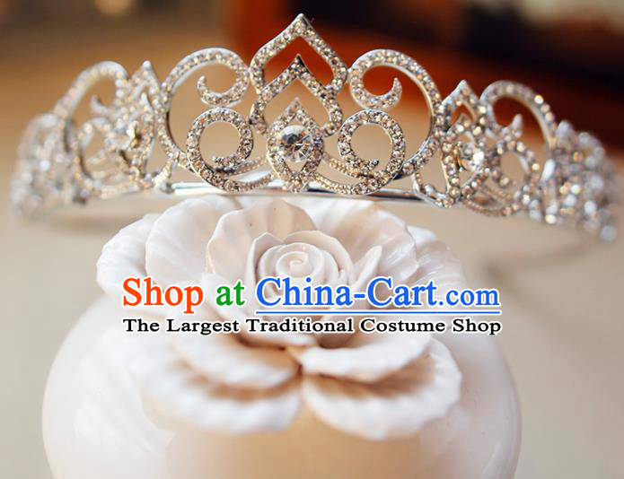 Top Grade Bride Zircon Royal Crown Handmade Wedding Hair Accessories for Women