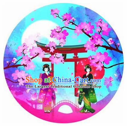 Japanese Handmade Printing Kimono Geisha Blue Oil Paper Umbrella Traditional Dance Umbrellas