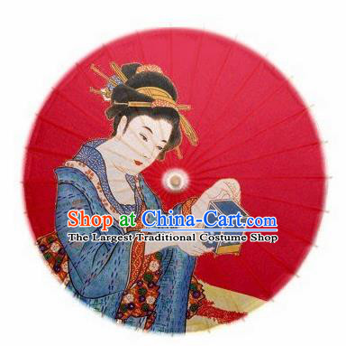 Japanese Handmade Printing Beauty Red Oil Paper Umbrella Traditional Dance Umbrellas