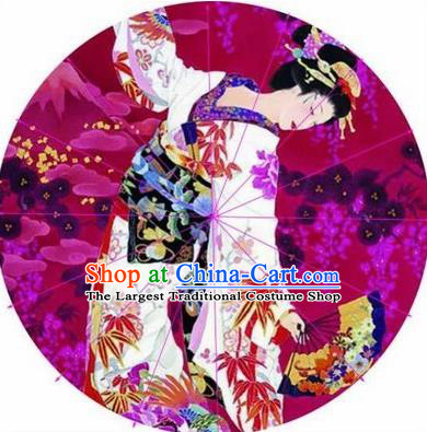 Japanese Handmade Printing White Kimono Beauty Oil Paper Umbrella Traditional Dance Umbrellas