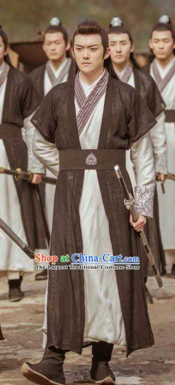 Chinese Ancient Taoist Black Hanfu Clothing Drama Swordsman Costumes for Men