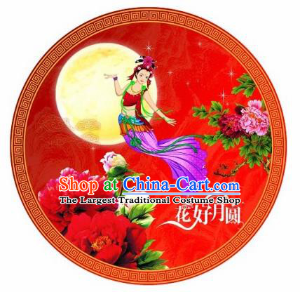 Chinese Classical Dance Printing Moon Goddess Handmade Red Paper Umbrella Traditional Decoration Umbrellas