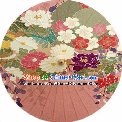 Japanese Handmade Printing Daisy Pink Oil Paper Umbrella Traditional Decoration Umbrellas