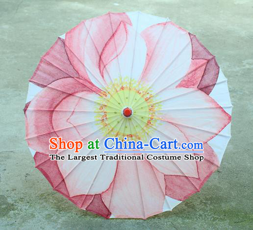 Handmade Chinese Classical Dance Printing Lotus Paper Umbrella Traditional Cosplay Decoration Umbrellas
