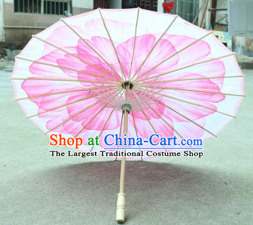 Handmade Chinese Classical Dance Printing Pink Peony Silk Umbrella Traditional Cosplay Decoration Umbrellas