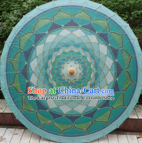 Chinese Classical Dance Handmade Printing Green Paper Umbrella Traditional Decoration Umbrellas