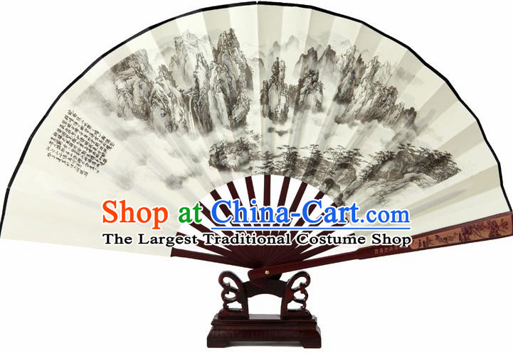 Chinese Handmade Painting Mountains Fans Accordion Fan Traditional Decoration Folding Fan