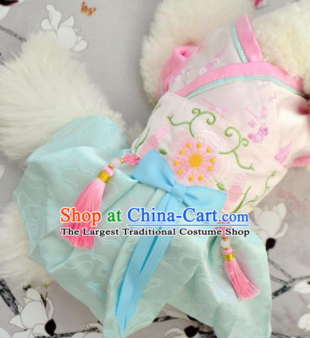 Traditional Asian Chinese Pets Clothing Dog Green Dress Costumes for New Year