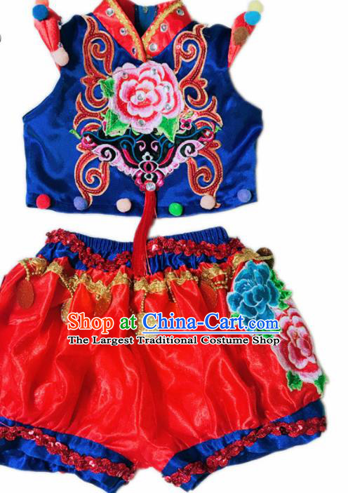 Traditional Chinese Folk Dance Spring Festival Fan Dance Clothing Yangko Dance Stage Show Costume for Kids