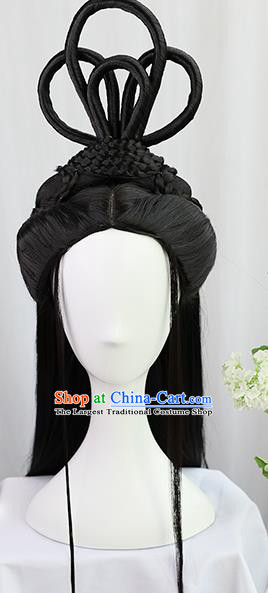 Traditional Chinese Cosplay Jin Dynasty Palace Princess Wigs Sheath Ancient Flying Apsaras Chignon for Women