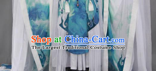 Customize Chinese Traditional Cosplay Taoist King Blue Costumes Ancient Swordsman Clothing for Men