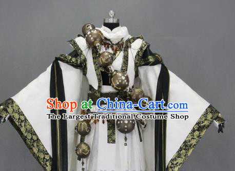 Customize Chinese Traditional Cosplay Taoist Monk White Costumes Ancient Swordsman Clothing for Men