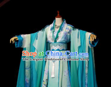 Traditional Chinese Cosplay Imperial Consort Green Dress Ancient Drama Goddess Costumes for Women